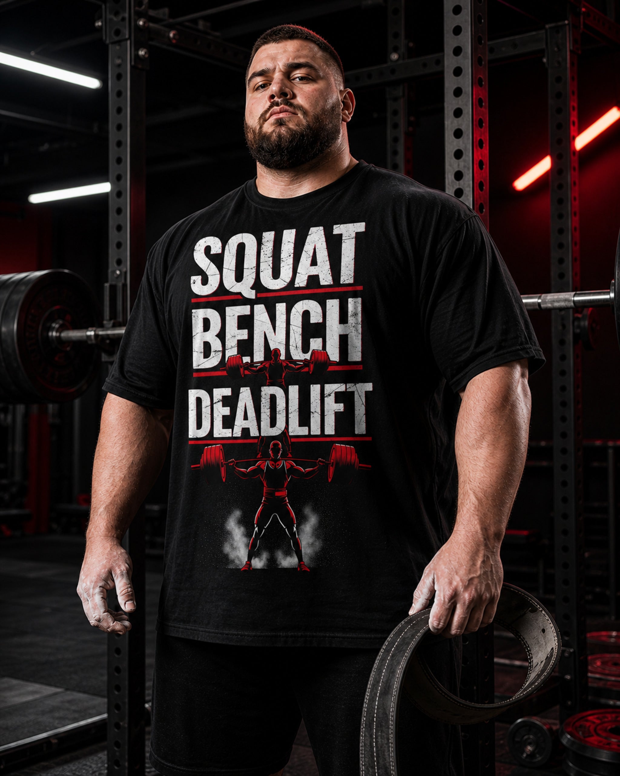 Squat Bench Deadlift Oversized T-Shirt black oversized T-shirt product mockup