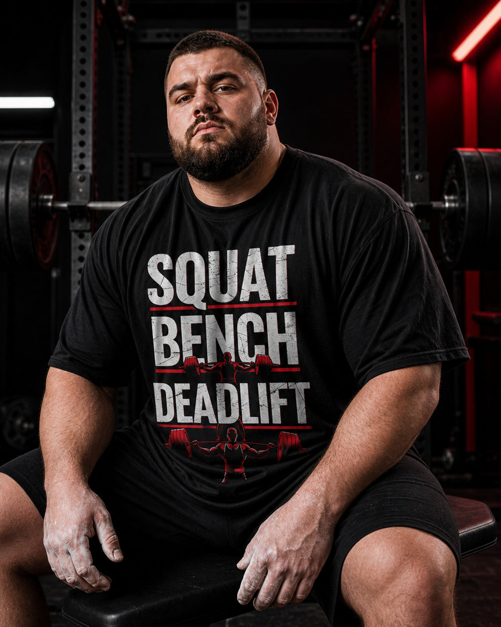 Squat Bench Deadlift Oversized T-Shirt black oversized T-shirt product mockup