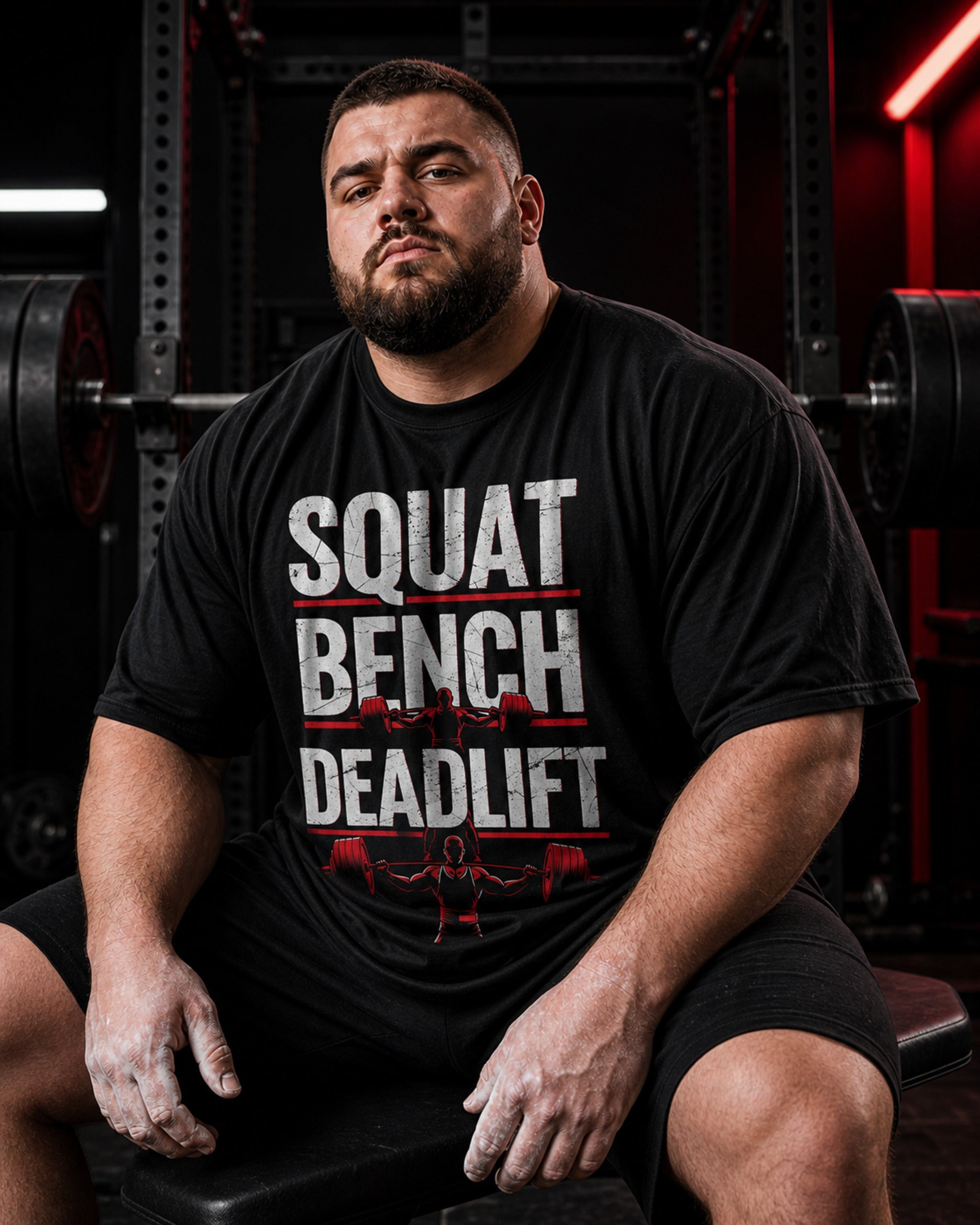 Squat Bench Deadlift Oversized T-Shirt black oversized T-shirt product mockup