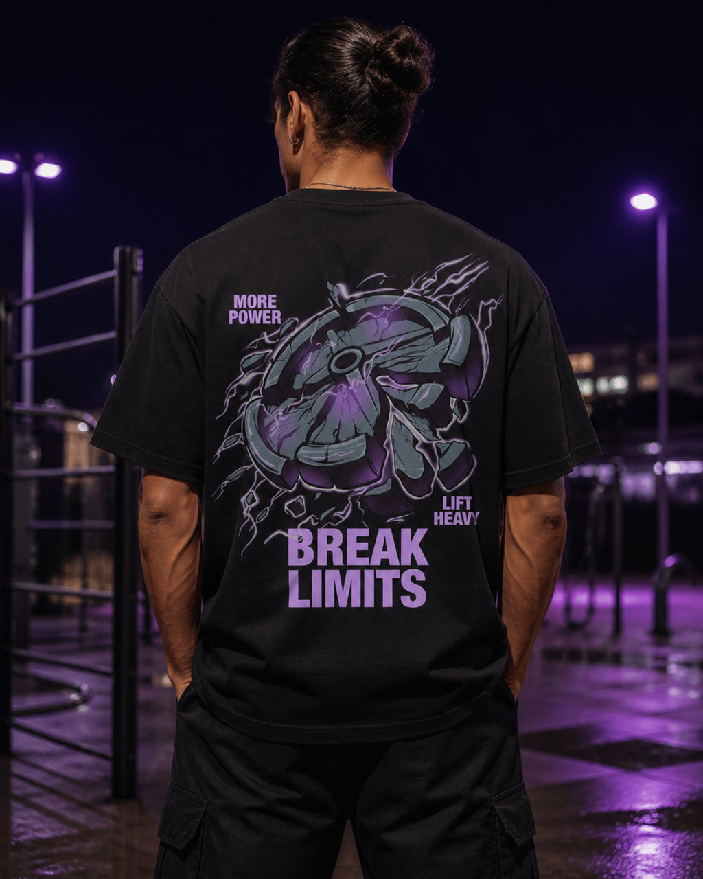 Break Limits Heavy Lift Oversized T-Shirt black oversized T-shirt back hero