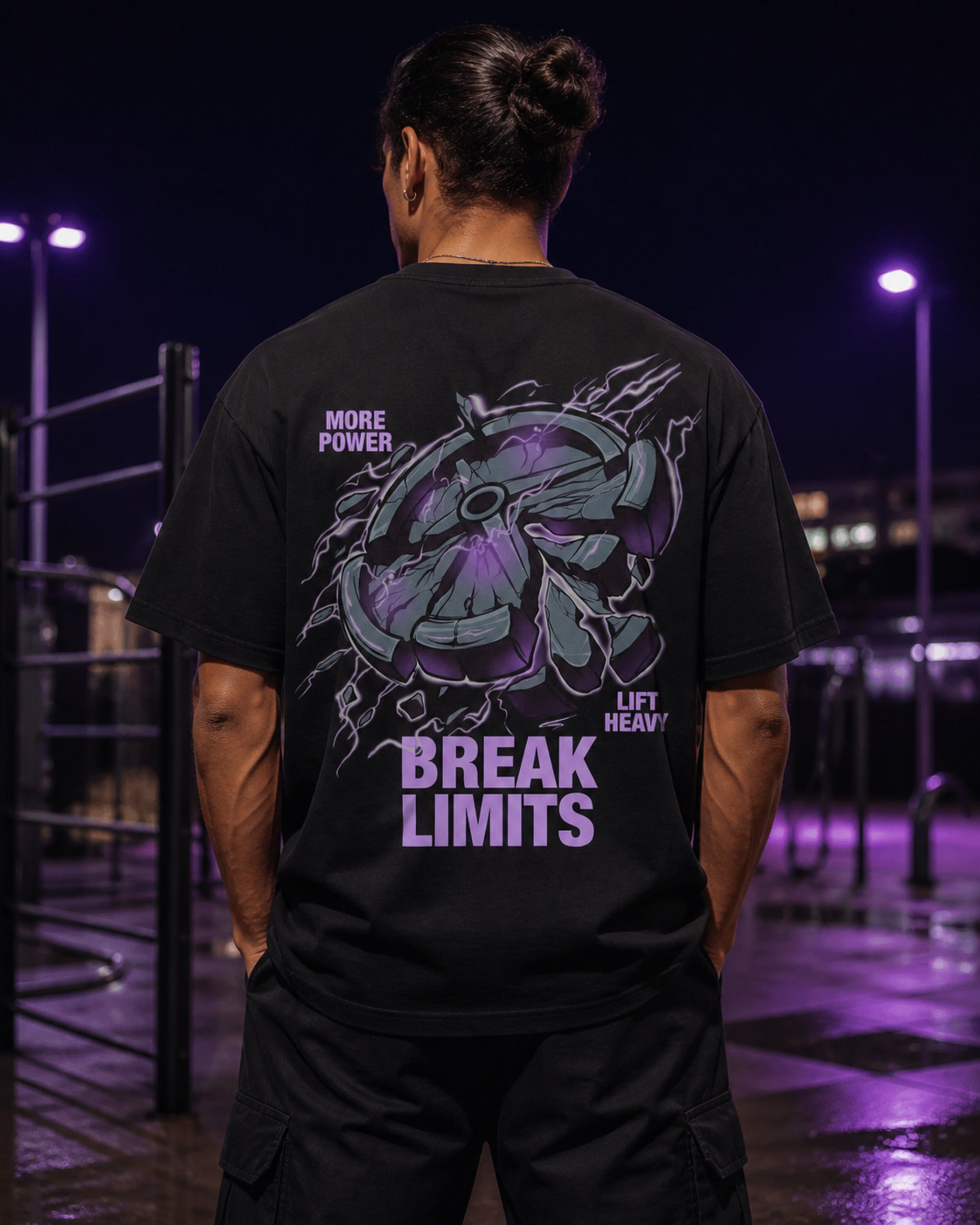 Break Limits Heavy Lift Oversized T-Shirt black oversized T-shirt back hero