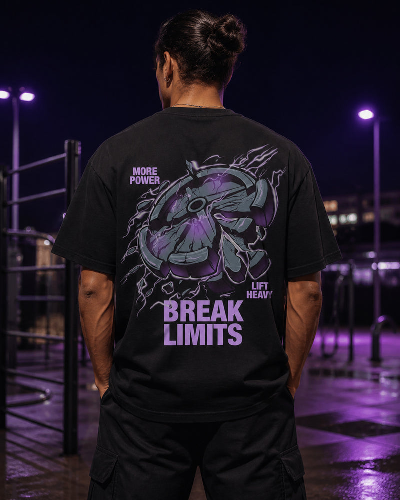 Break Limits Heavy Lift Oversized T-Shirt black oversized T-shirt back hero