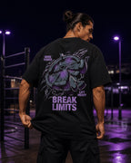 Break Limits Heavy Lift Oversized T-Shirt black oversized T-shirt product mockup