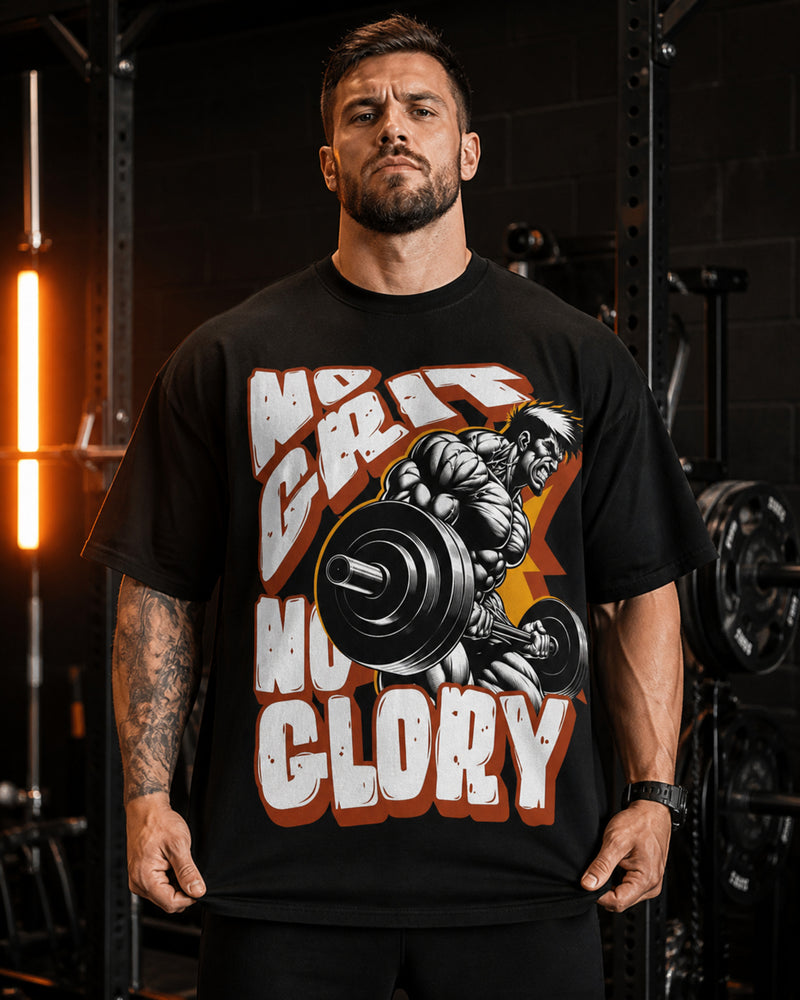 No Grit No Glory Oversized T-Shirt black oversized T-shirt back hero