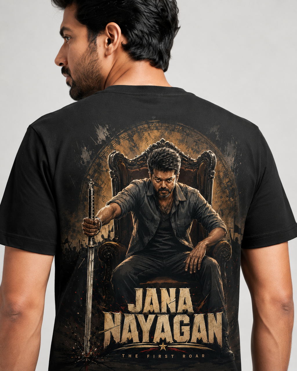 Jana Nayagan Thalapathy Vijay T-Shirt - Black