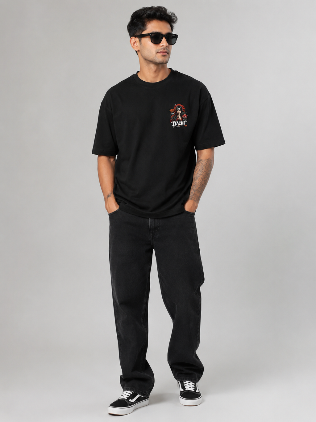 Itachi Uchiha "Akatsuki Shinobi" Oversized Black T-Shirt – Heavyweight Premium Anime Streetwear Graphic Tee