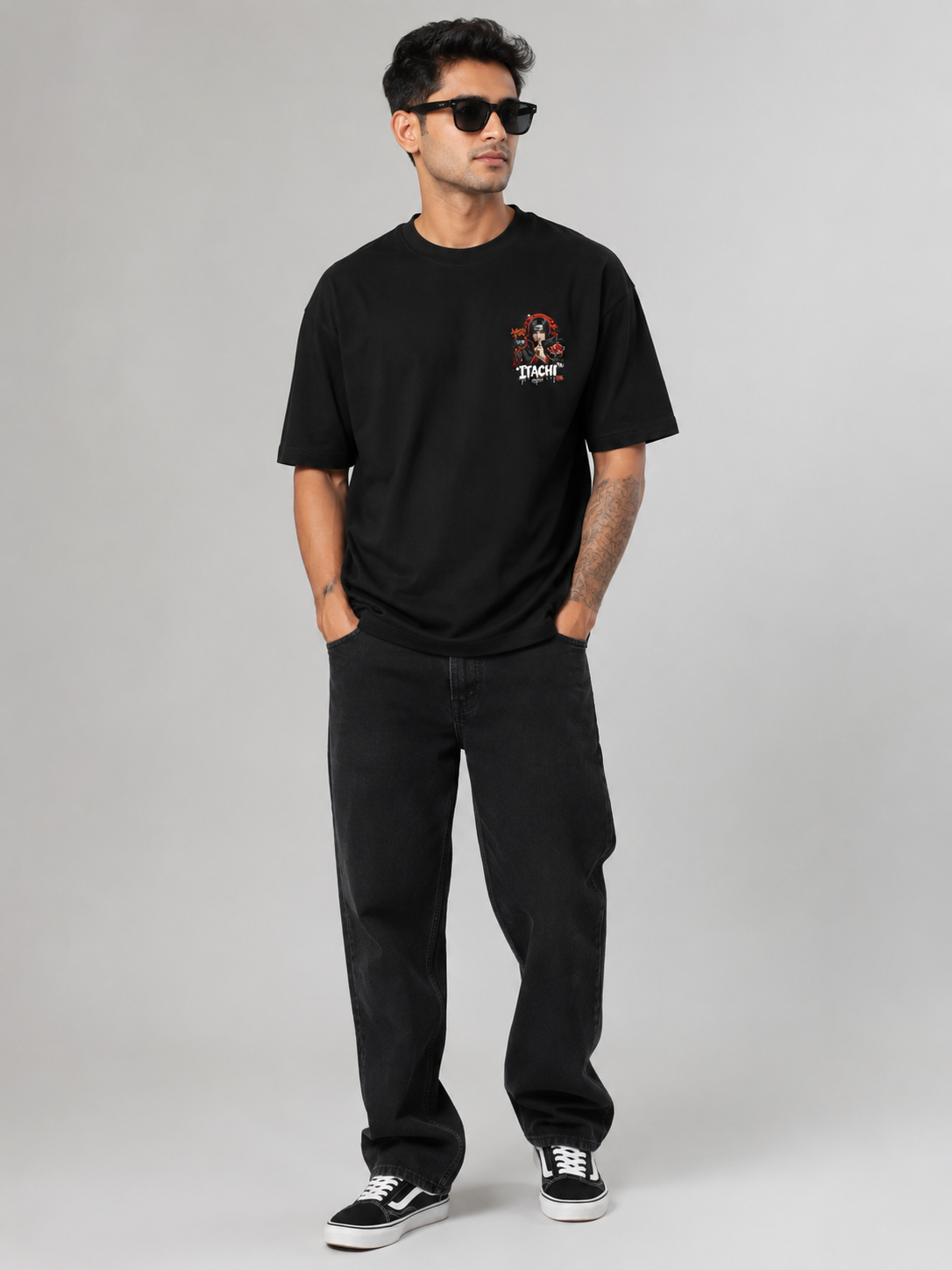 Itachi Uchiha "Akatsuki Shinobi" Oversized Black T-Shirt – Heavyweight Premium Anime Streetwear Graphic Tee