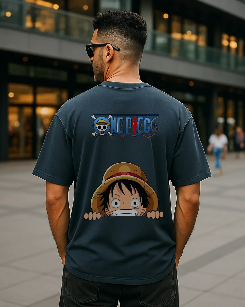 One Piece Luffy Peeking Graphic T Shirt Anime Tee image 2