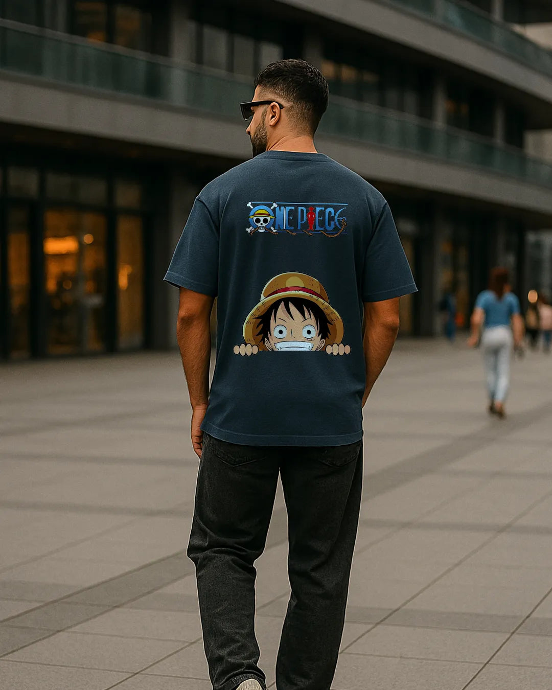 One Piece Luffy Peeking Graphic T Shirt Anime Tee image 3