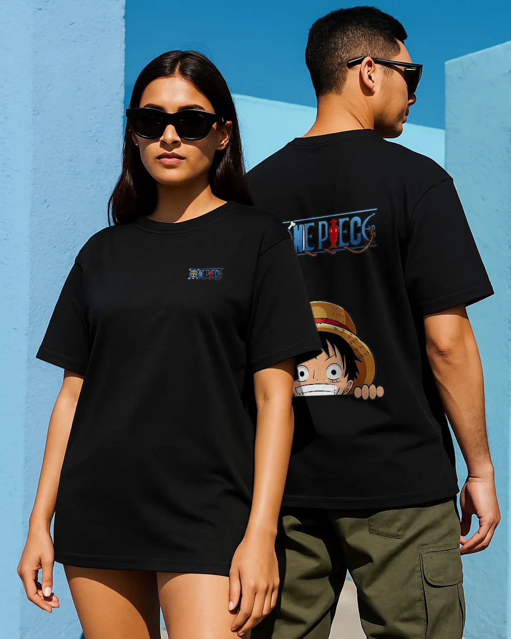 One Piece Luffy Peeking Graphic T Shirt Anime Tee image 8
