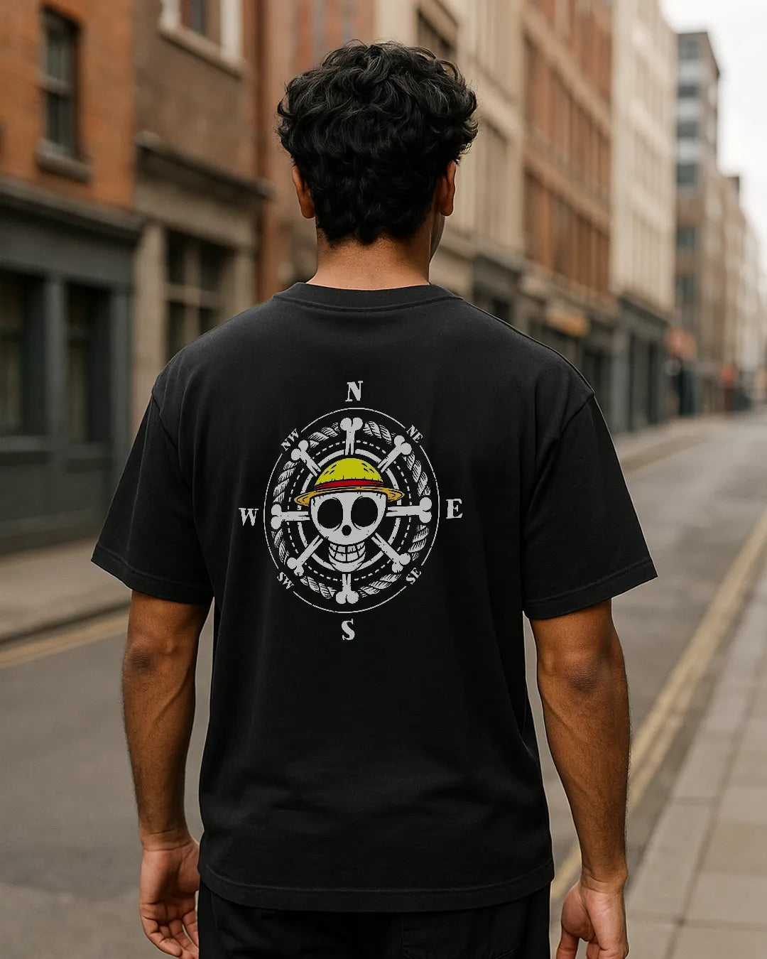 One Piece Straw Hat Pirates Compass Graphic T Shirt Anime Tee hero image