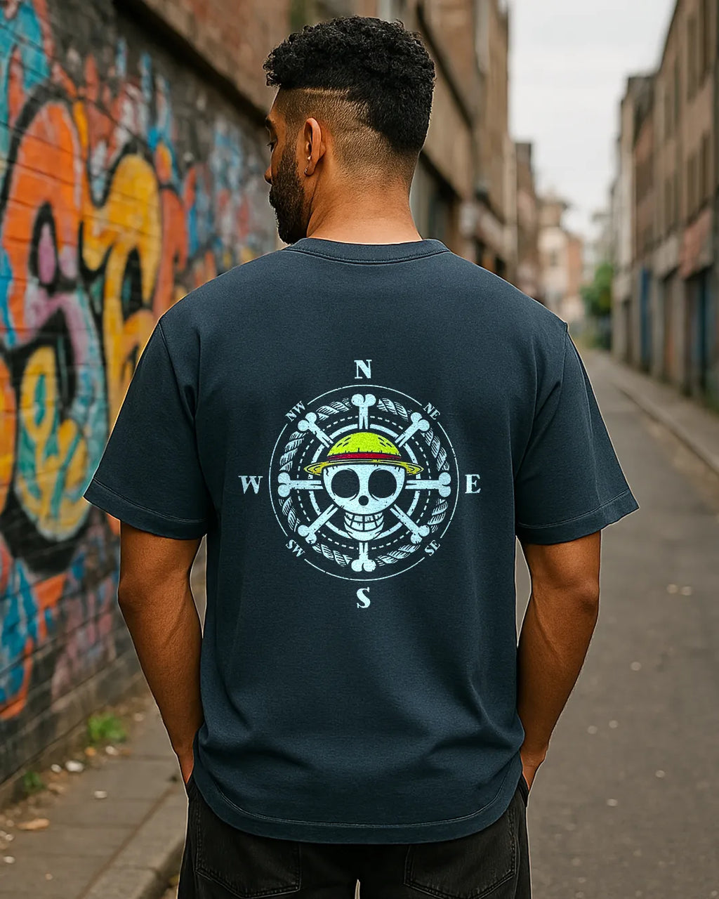 One Piece Straw Hat Pirates Compass Graphic T Shirt Anime Tee image 3