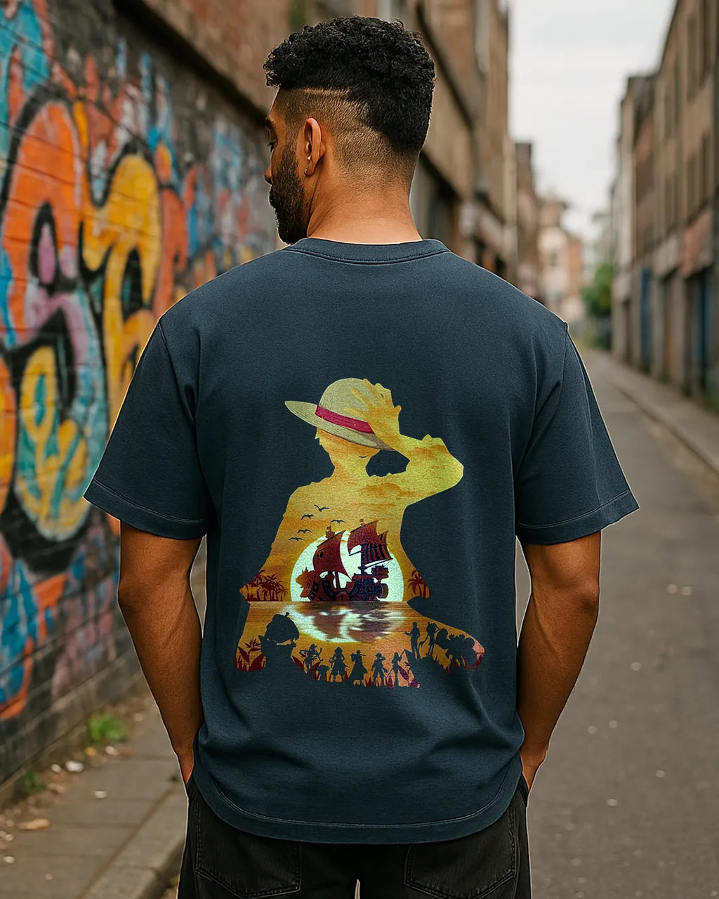 One Piece Sunset Silhouette Graphic T Shirt Anime Tee image 4