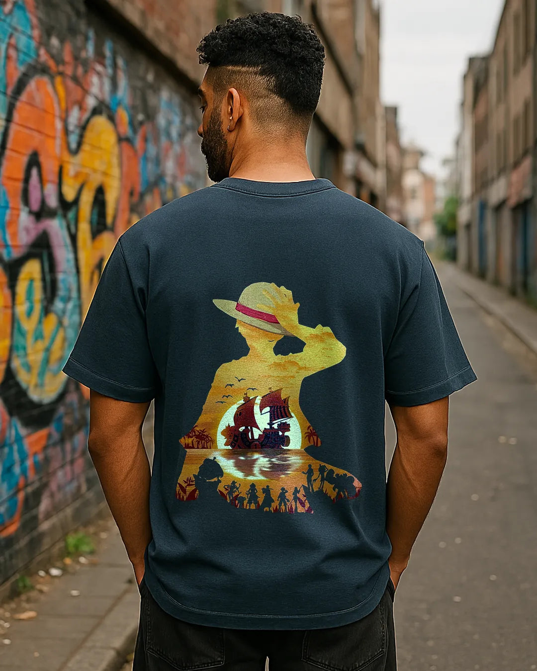 One Piece Sunset Silhouette Graphic T Shirt Anime Tee image 4