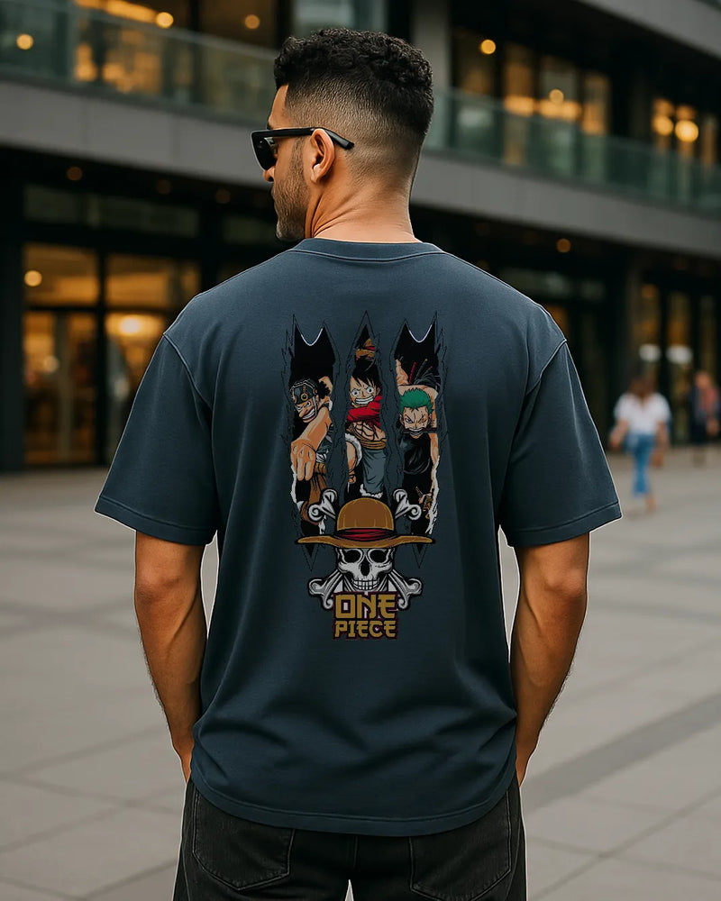 One Piece Trio Graphic T Shirt Luffy Usopp Zoro Anime Tee hero image