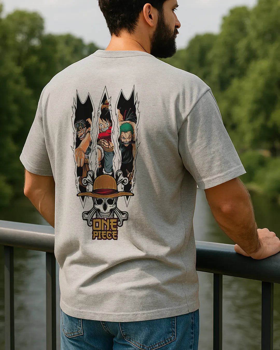 One Piece Trio Graphic T Shirt Luffy Usopp Zoro Anime Tee image 3