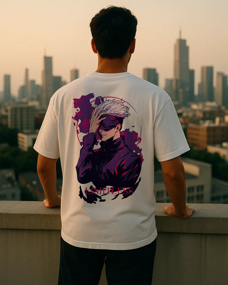 Satoru Gojo Limitless Graphic T-Shirt | Jujutsu Kaisen Anime Tee front product image | Hustler's Drip