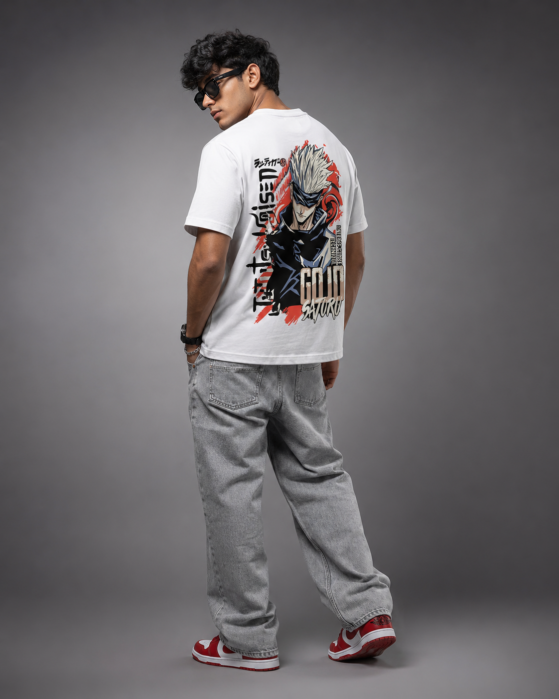 Satoru Gojo "Reverse Cursed Technique" Oversized Anime T-Shirt – Premium White Graphic Streetwear Tee