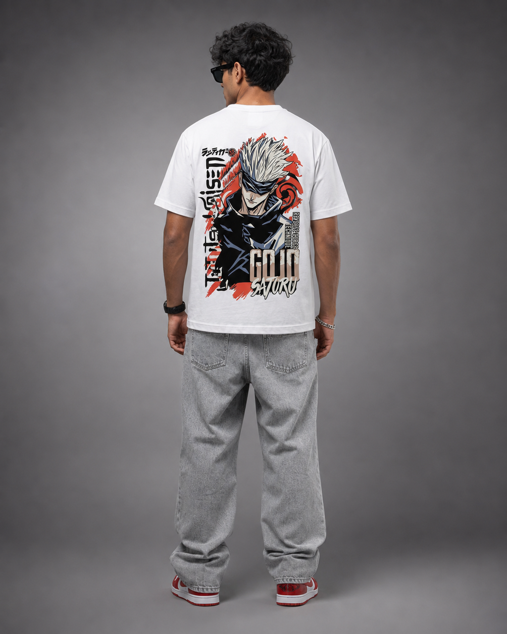 Satoru Gojo "Reverse Cursed Technique" Oversized Anime T-Shirt – Premium White Graphic Streetwear Tee