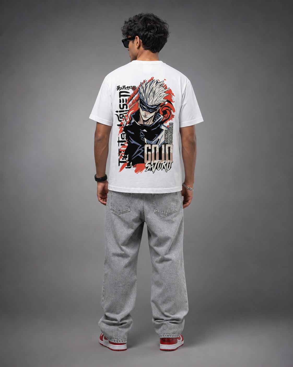 Satoru Gojo "Reverse Cursed Technique" Oversized Anime T-Shirt – Premium White Graphic Streetwear Tee
