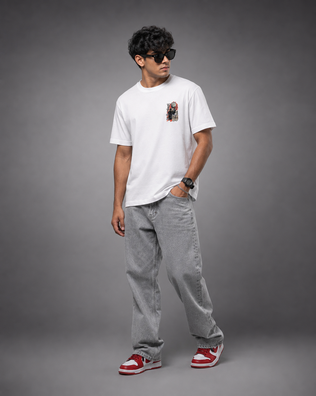 Satoru Gojo "Reverse Cursed Technique" Oversized Anime T-Shirt – Premium White Graphic Streetwear Tee