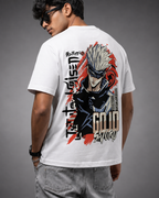 Satoru Gojo "Reverse Cursed Technique" Oversized Anime T-Shirt – Premium White Graphic Streetwear Tee
