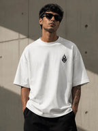 Shaolin Flame Oversized & Regular Fit White T-Shirt product image 3 | Hustler's Drip