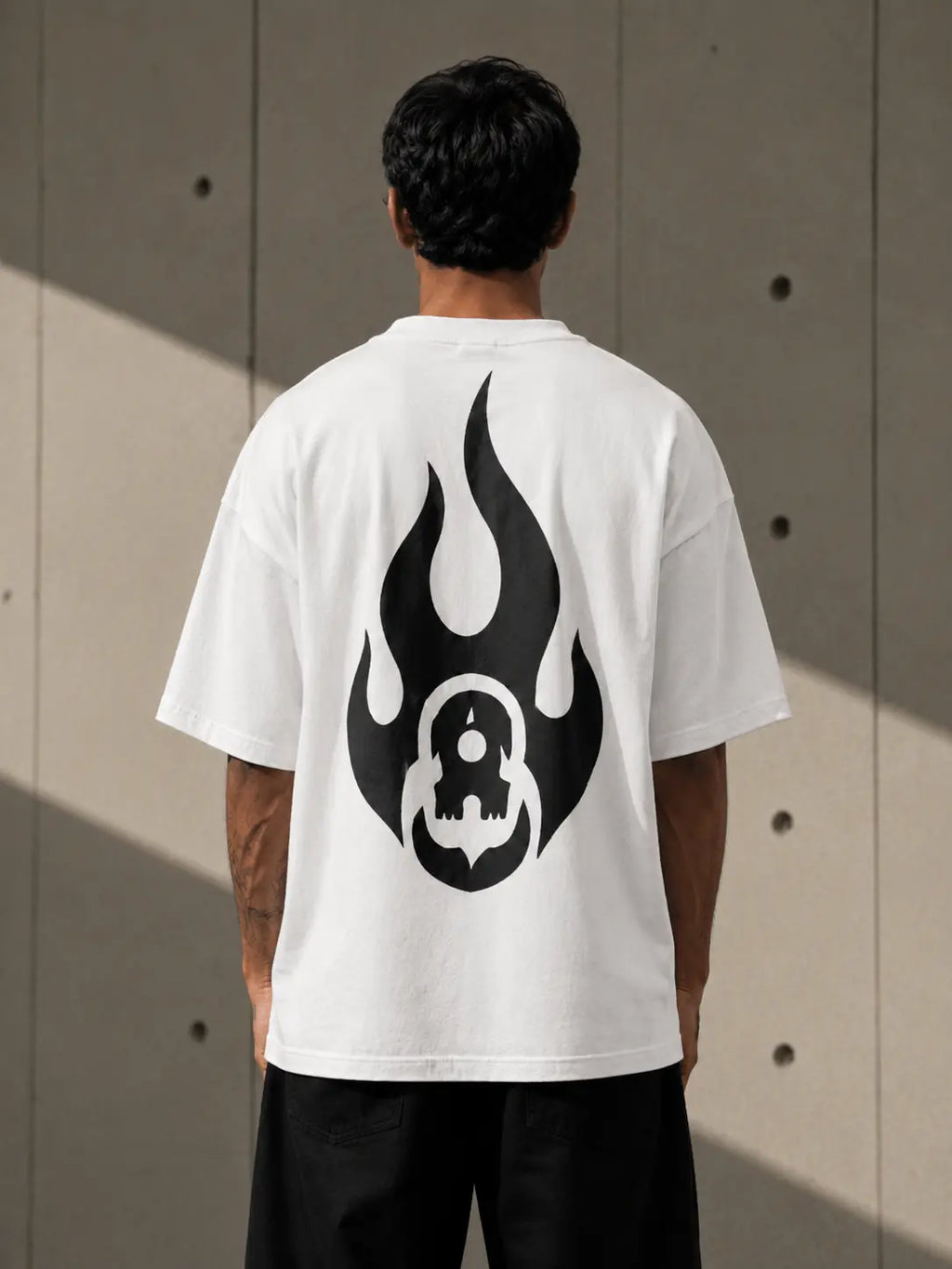Shaolin Flame Oversized & Regular Fit White T-Shirt