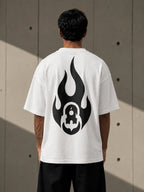 Shaolin Flame Oversized & Regular Fit White T-Shirt product image 2 | Hustler's Drip