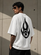 Shaolin Flame Oversized & Regular Fit White T-Shirt front product image | Hustler's Drip