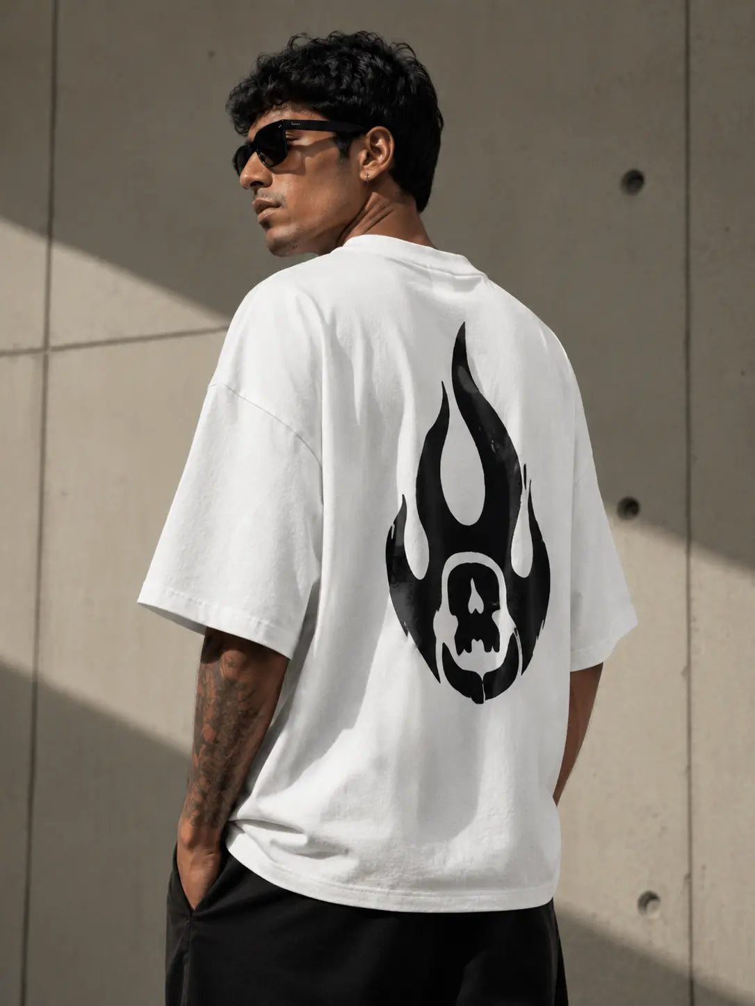 Shaolin Flame Oversized & Regular Fit White T-Shirt