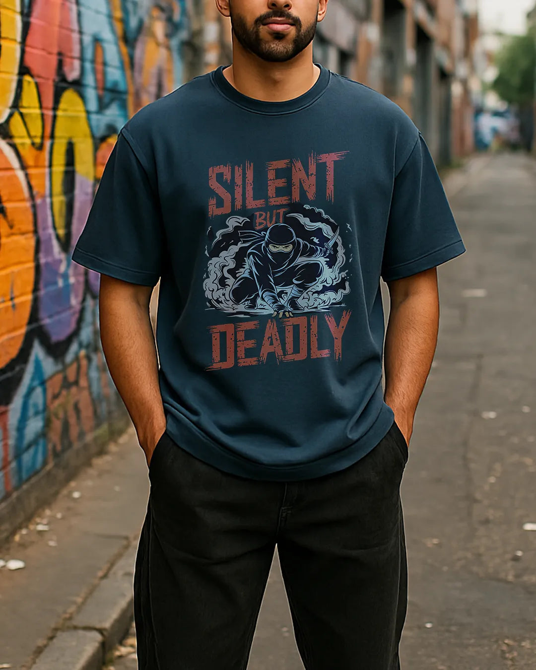 Silent But Deadly Ninja Graphic T-Shirt | Stealth Warrior Tee product image 3 | Hustler's Drip