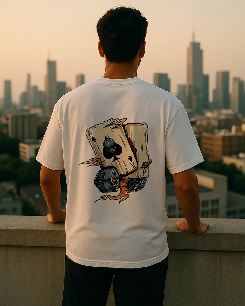 Skull Ace Of Spades & Dice Graphic T Shirt Lucky Gamble Tee hero image