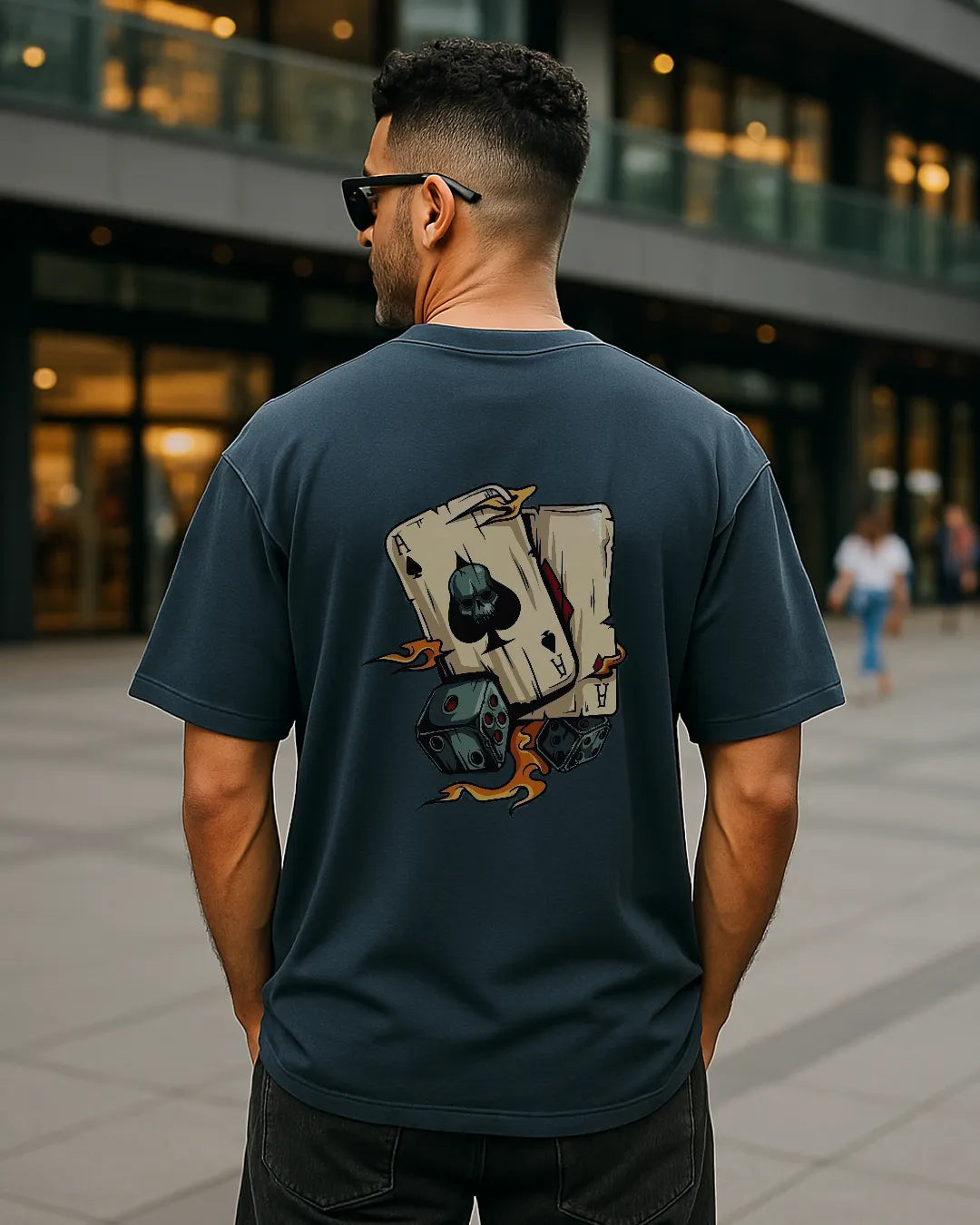 Skull Ace Of Spades & Dice Graphic T Shirt Lucky Gamble Tee image 2
