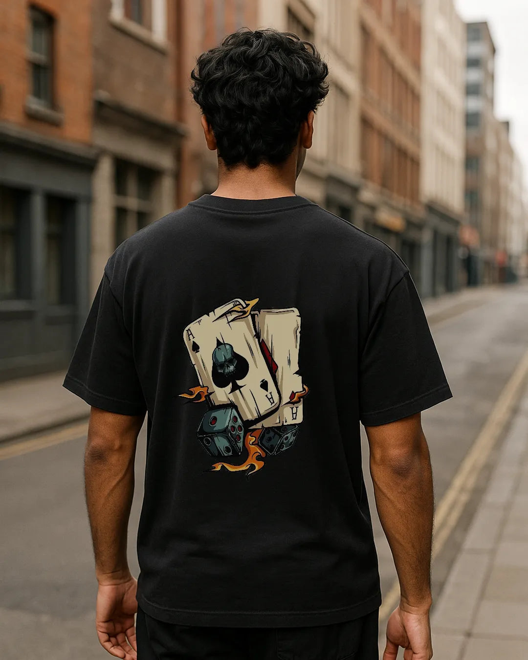 Skull Ace of Spades & Dice Graphic T-Shirt | Lucky Gamble Tee product image 3 | Hustler's Drip