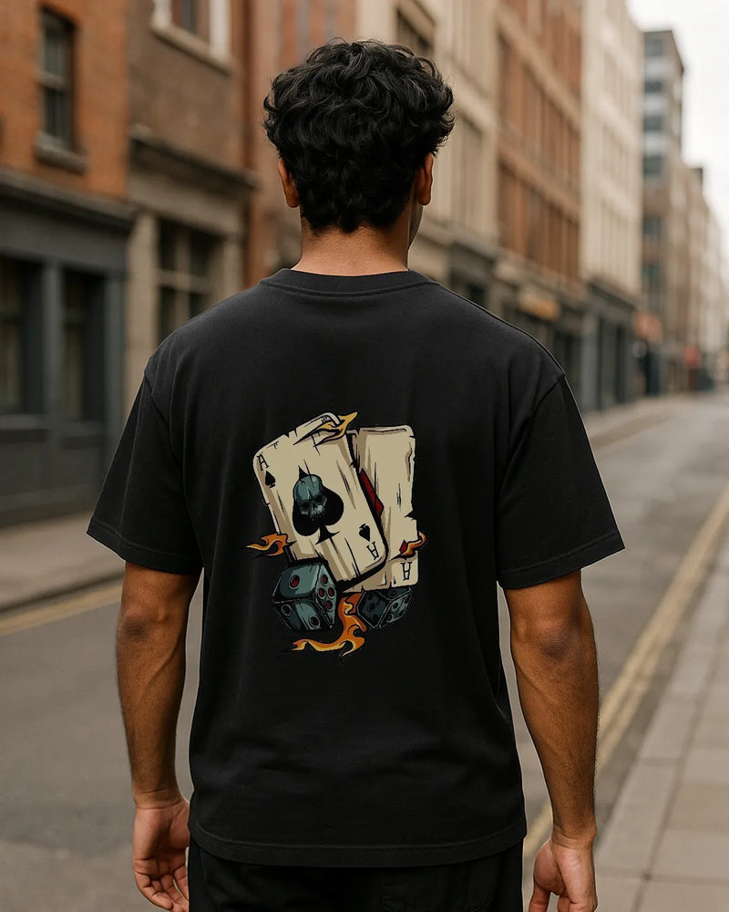 Skull Ace Of Spades & Dice Graphic T Shirt Lucky Gamble Tee image 3