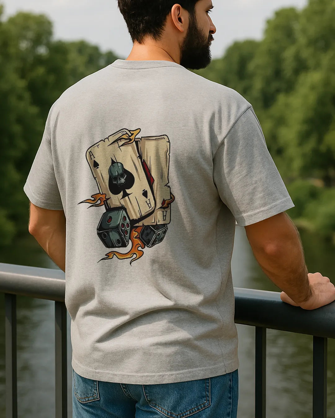 Skull Ace Of Spades & Dice Graphic T Shirt Lucky Gamble Tee image 7