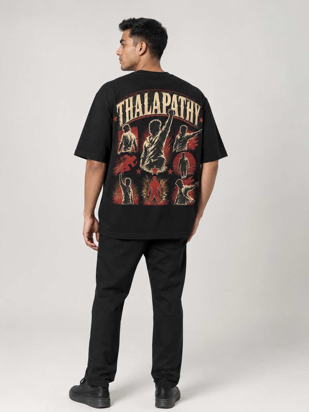 Thalapathy Oversized Graphic T-Shirt - Fist Up