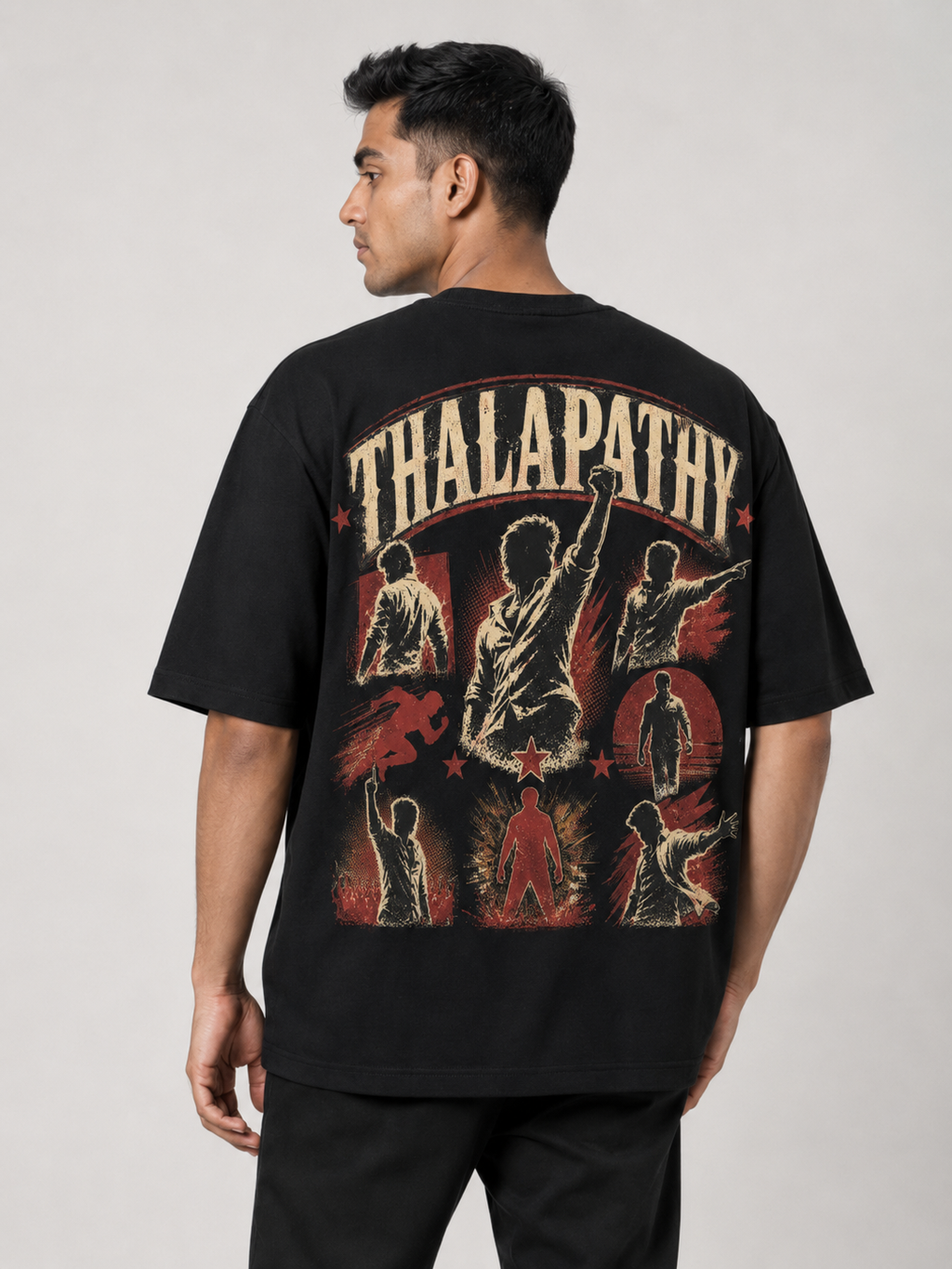 Thalapathy Oversized Graphic T-Shirt - Fist Up