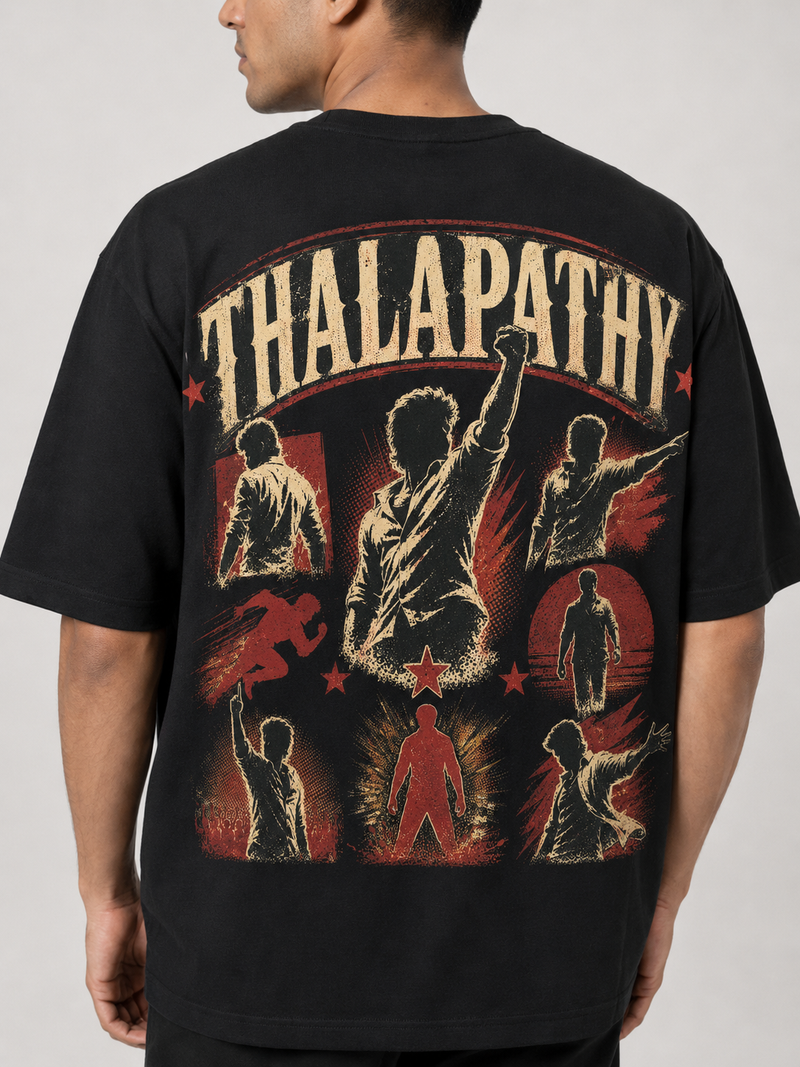 Thalapathy Oversized Graphic T-Shirt - Fist Up