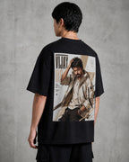 Thalapathy Vijay Legacy Oversized T-Shirt black oversized T-shirt back left angle