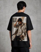 Thalapathy Vijay Legacy Oversized T-Shirt black oversized T-shirt back right angle