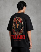 Toxic Noir Poster Oversized T-Shirt black oversized T-shirt back right angle