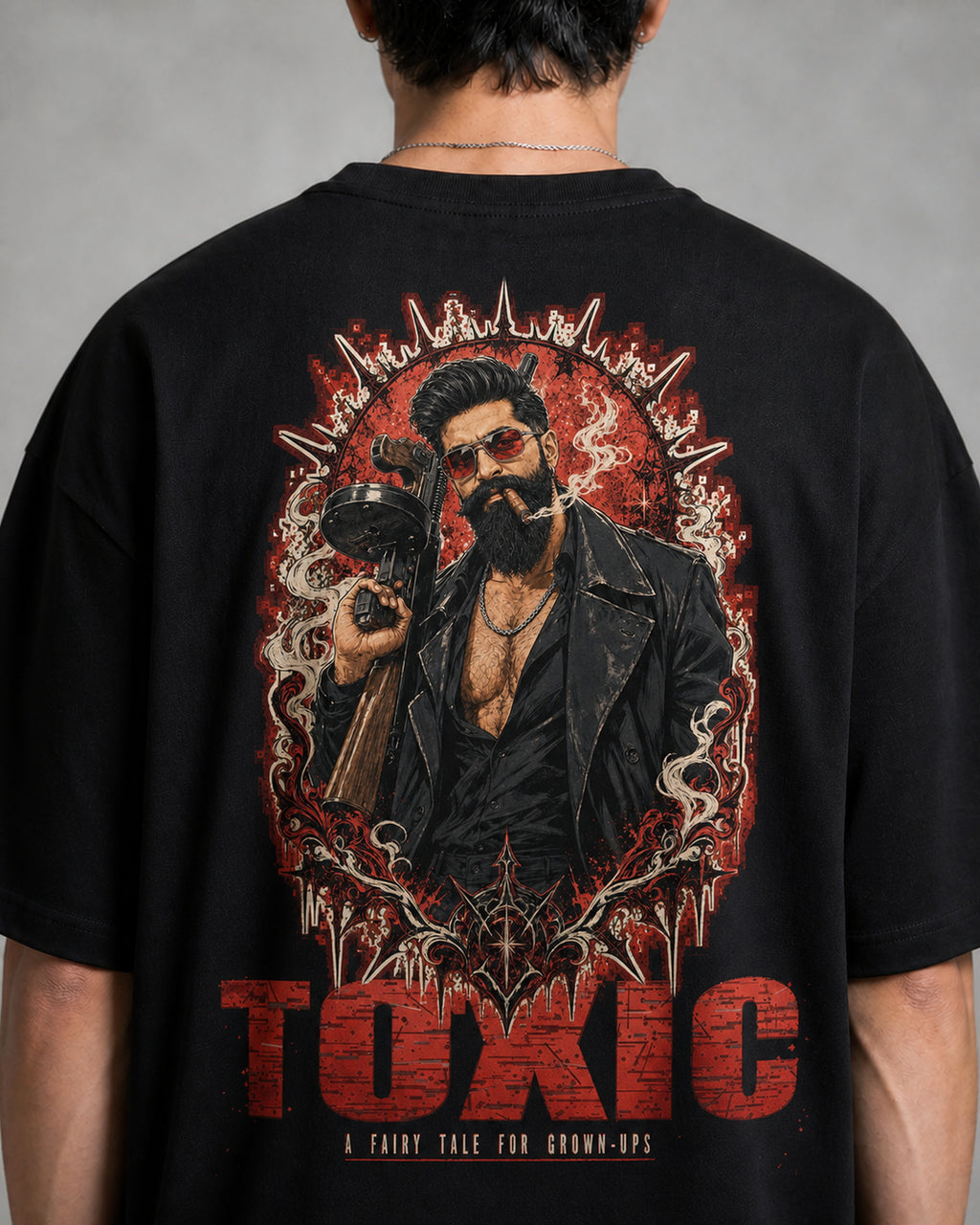 Toxic Noir Poster Oversized T-Shirt black oversized T-shirt back print detail