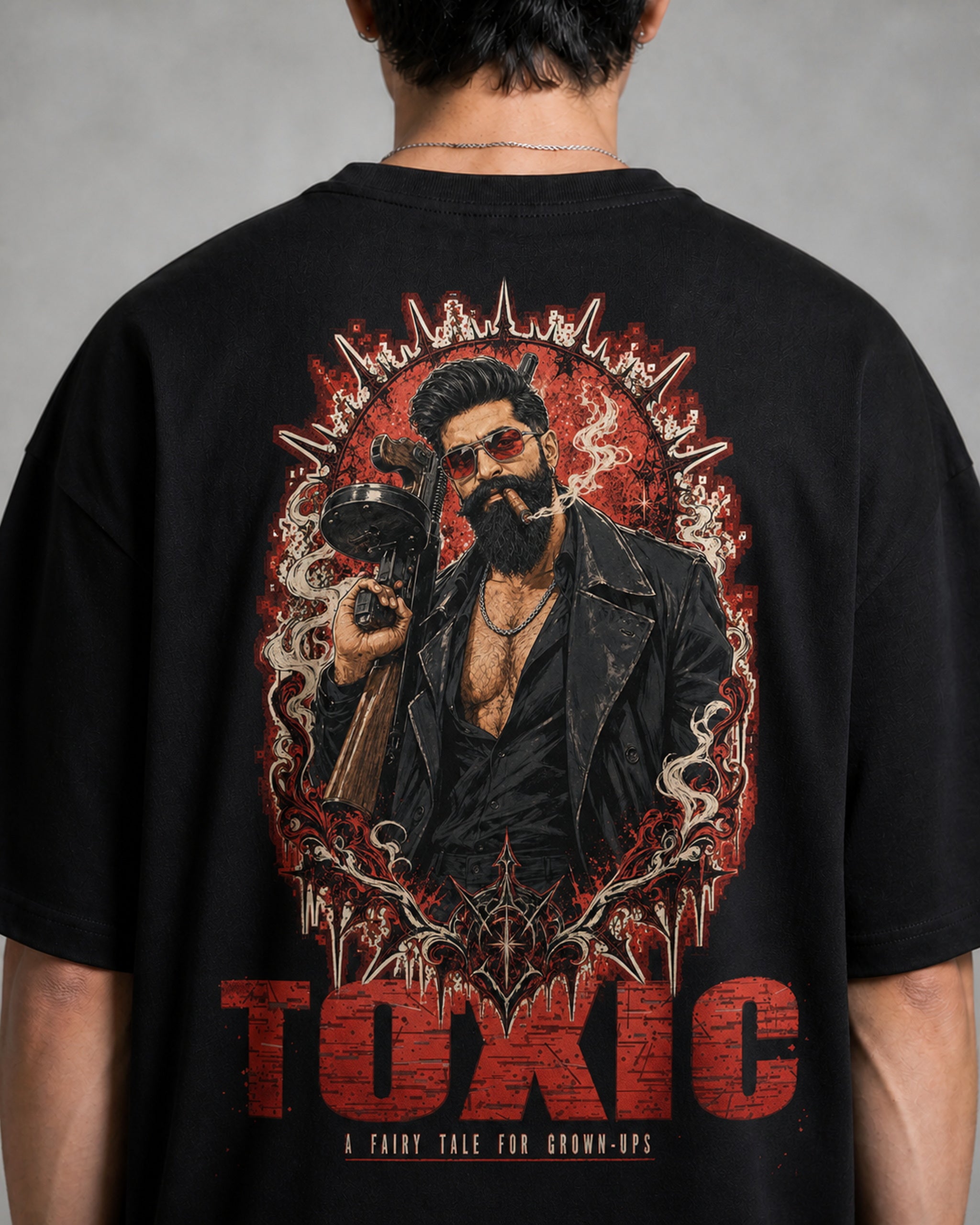 Toxic Noir Poster Oversized T-Shirt black oversized T-shirt back print detail