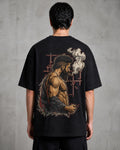 Toxic Smoke Sketch Oversized T-Shirt black oversized T-shirt back hero