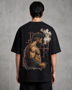 Toxic Smoke Sketch Oversized T-Shirt black oversized T-shirt back hero