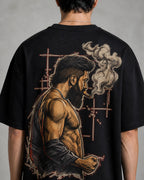 Toxic Smoke Sketch Oversized T-Shirt black oversized T-shirt back print detail