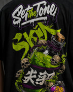 Toxic Set The Tone Oversized T-Shirt black oversized T-shirt back print detail