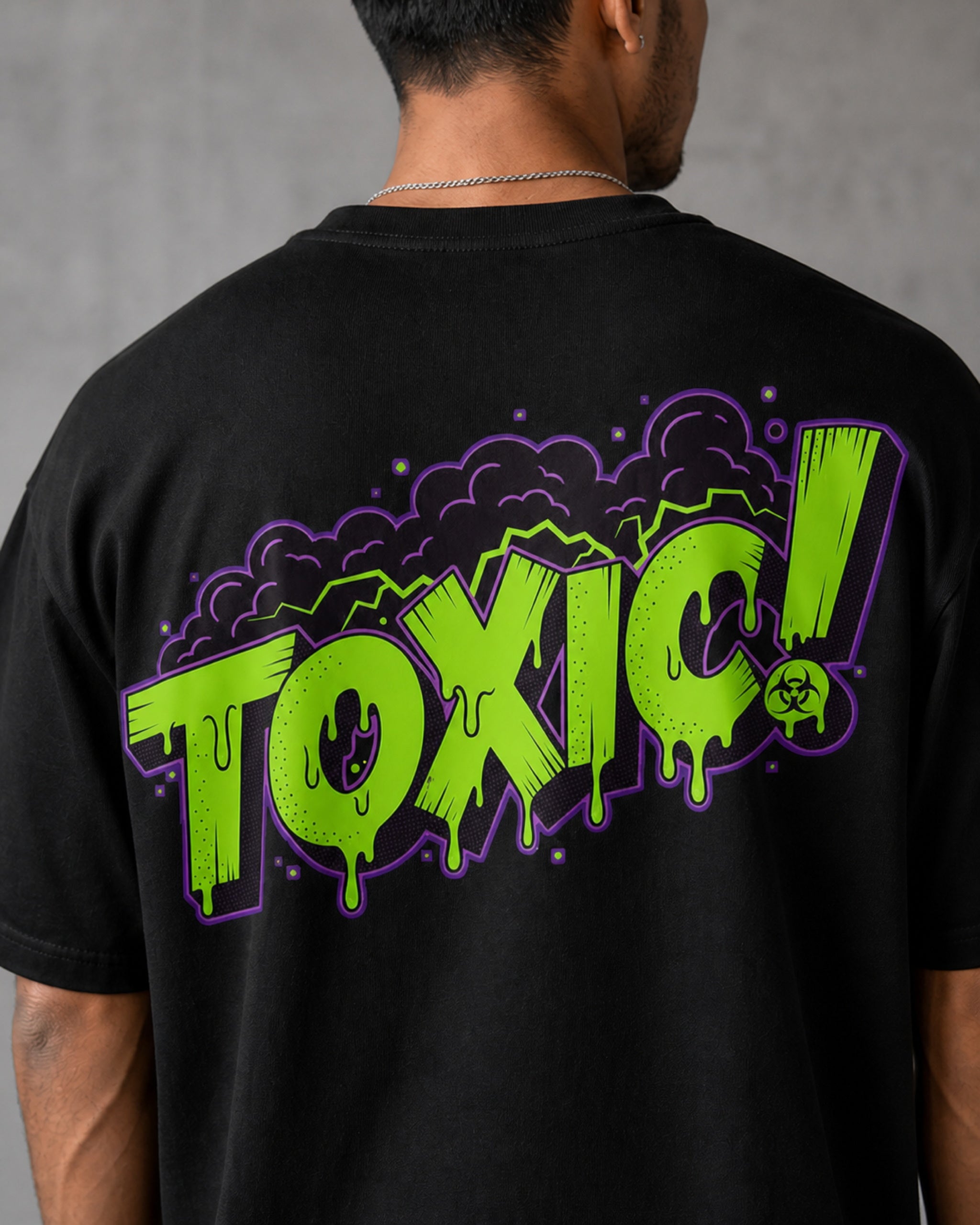 Toxic Noir Collage Oversized T-Shirt black oversized T-shirt back print detail